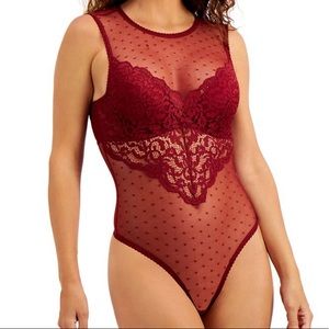 Women's Cupped Swiss Dot Thong Bodysuit